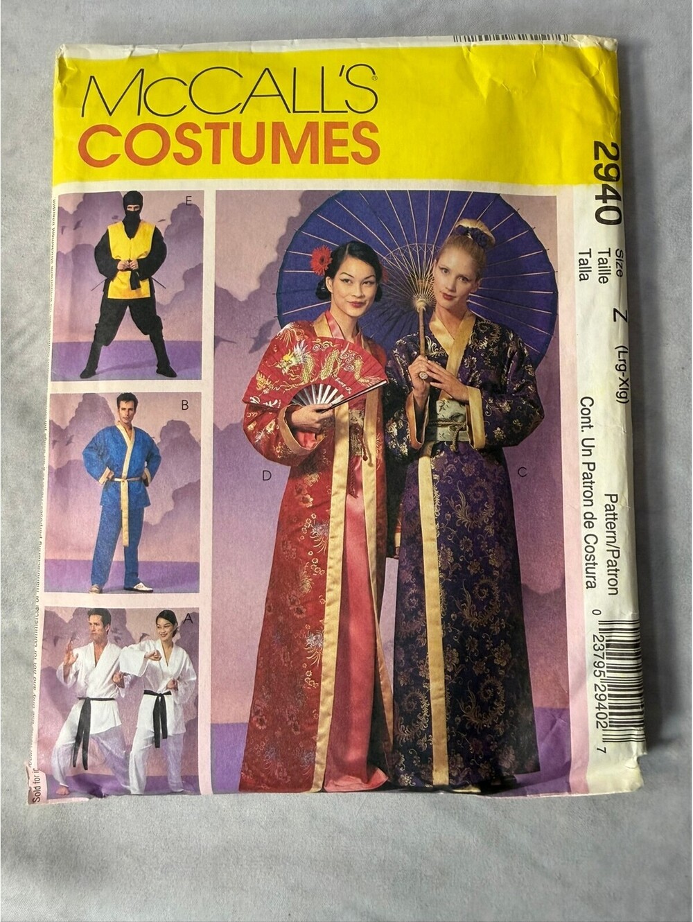 Vintage 2007 McCall’s 2940 Costume Sewing Pattern Robe Ninja Karate Size L XL